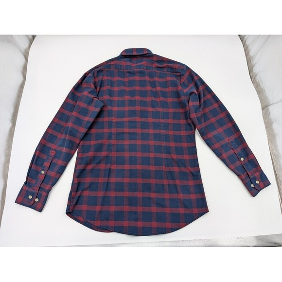 Mizzen + Main Plaid Flannel Button Up Shirt Men's Size Small Trim Fit L/S Cotton - Picture 3 of 8